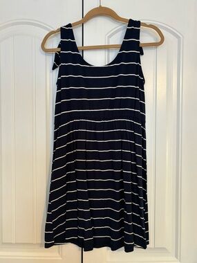 Lily Rose Navy and White Striped Scoop Neck Dress